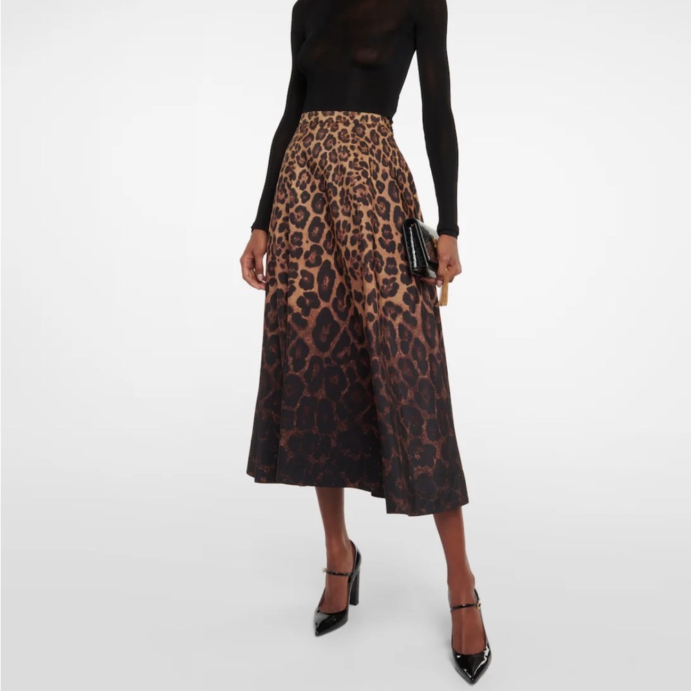 Valentino Tan and Black A-line Midi Skirt Cocktail - Picture 2 of 4
